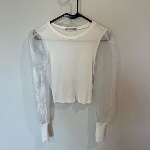 LaLavon White Puffy Sleeve Blouse